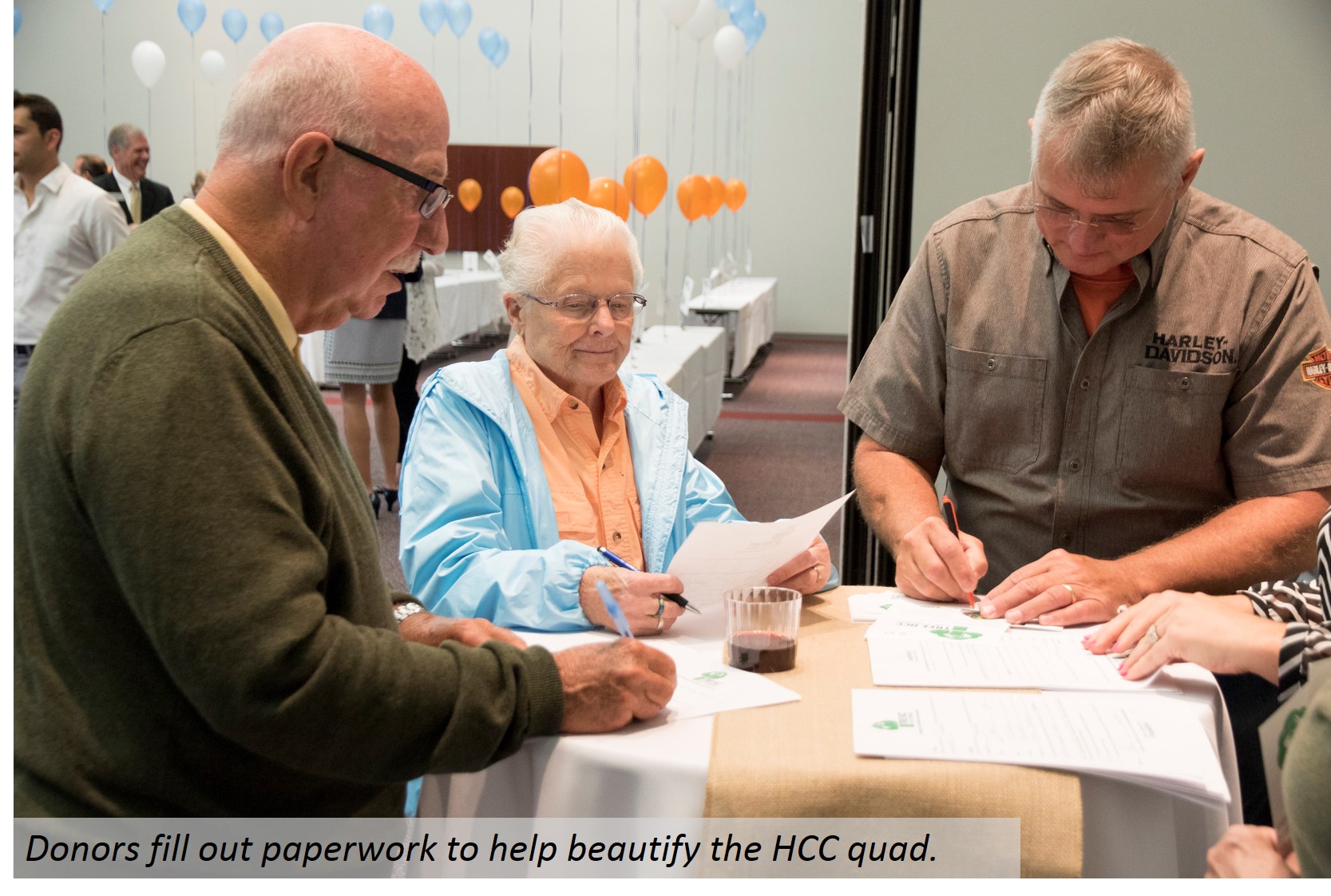 Donors fill out paperwork